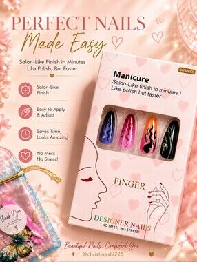 Designer Nails Manicure Set Pink Purple Orange Black
